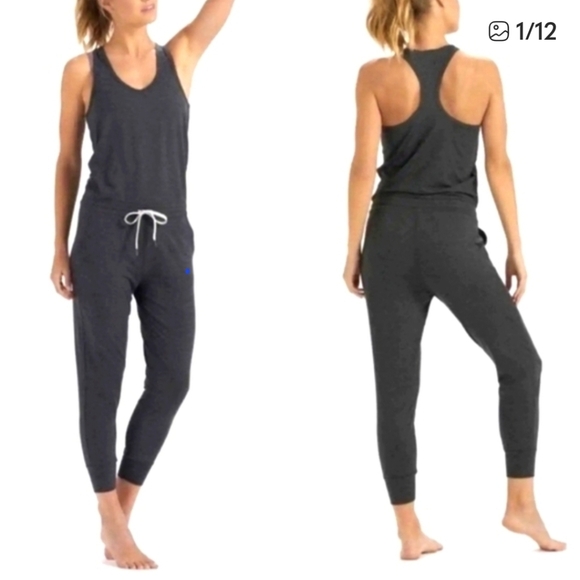 Vuori Pants - Vuori Charcoal Jumpsuit with Drawstring Waist
